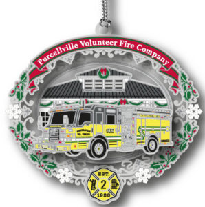 PVFC 2018 fire truck in yellow with the stations background