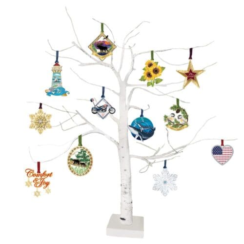 Lighted Birch Tree Christmas Display