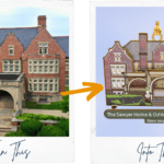 Before-and-after comparison of the Sawyer Home and Oshkosh Public Museum building and its custom ornament design