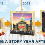 A series of commemorative ornaments from 2019, 2023, and 2025 featuring the Wisconsin State Capitol, illustrating how annual keepsakes can document milestones and build a lasting tradition over time.